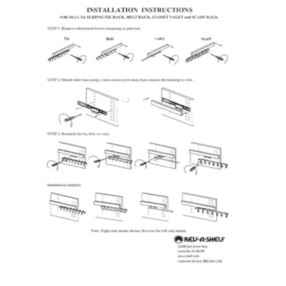 Rev-A-Shelf CTRSL-14-1 Sidelines 14” Sliding Tie Rack Satin Nickel NEW - Picture 4 of 6
